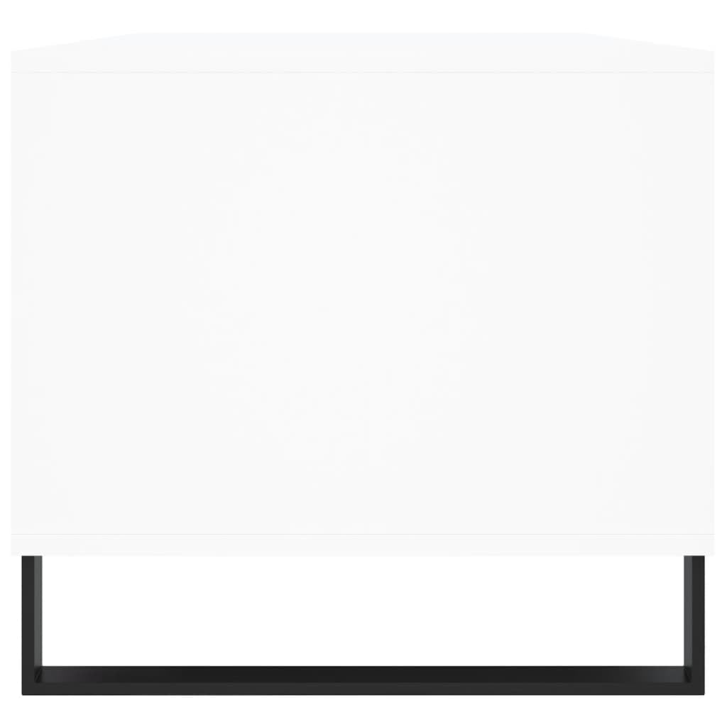 Tavolino bianco 90 x 49 x 45 cm, in legno con cassetto, gambe in metallo, tavolino moderno per soggiorno, elegante ripiano