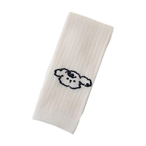 Girls Tights Ribbed Cuffs Plain Footless Lines Plain Dog Letter Embroidery Cotton Knit Cute Leggings for Girls 1 Pair