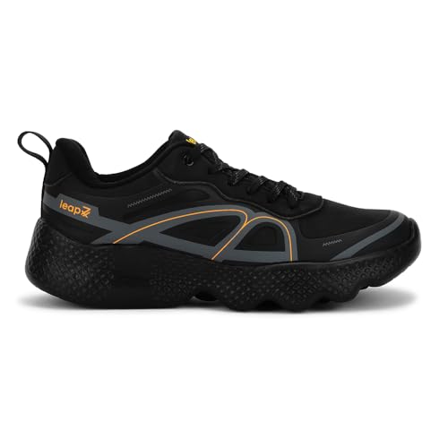 Image of Liberty Leap7x WATSON-1E Men Sports Lacing Running Shoes - Black & Navy Blue | Comfortable and Durable - Lace-Up Closure | Suitable for Walking, Gym, Jogging Shoes for Man - Cushioned Footbed