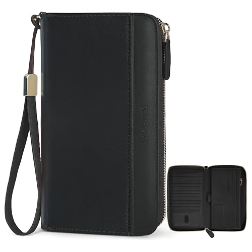 Image of Large Wallet for Women, Clutch Wallet with Passport Holder | RFID Wallet for Women, Zipper Clutch Purse, Passport Holder for Travel, Multiple Card Slots, Phone Pocket, Wristlet Strap