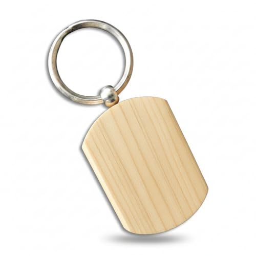 Image of Empty Wooden Keychains, Laser Engravable, Printable & Writable, Pack of 10 Assorted Shapes, 5cm x 3cm