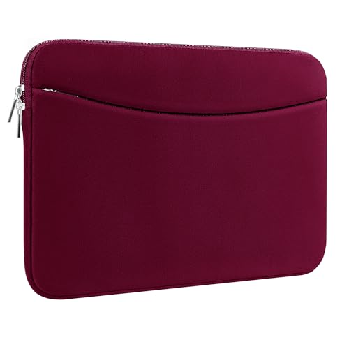 BAAGOAZ Funda para portátil de 14 pulgadas con bolsillo frontal oculto, compatible con PC portátil de 14 pulgadas, Chromebook, funda delgada y ligera para laptop, color rojo