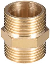 sourcing map Brass Male to Male Straight Pipe Hex Fitting G1/2 x G1/2 Male Thread Connector