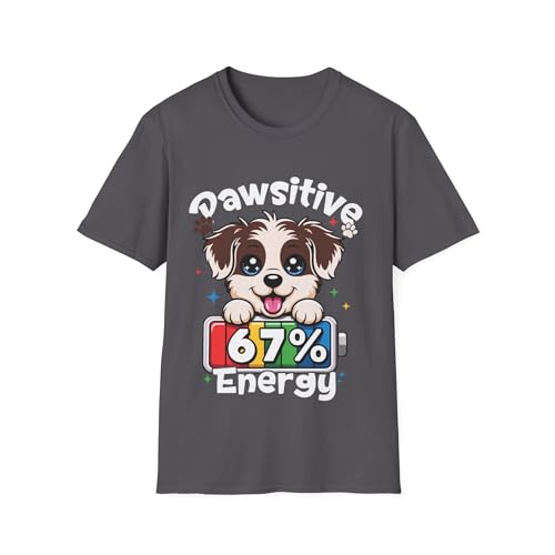 T-shirt humoristique chien Pawsitive avec message 67% d'énergie