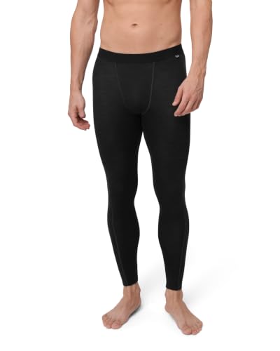Image of DANISH ENDURANCE Merino Wool Base Layer Pants for Men, Thermal Long Johns, Black, L