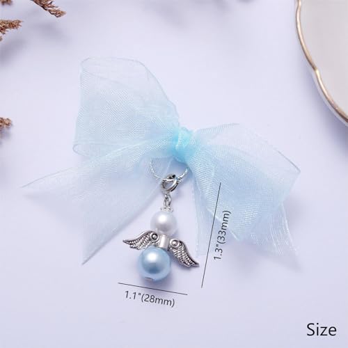 Ralukiia Something Blue Angel Charm, Bride Memorial Bouquet Charm for Wedding Remembrance Mom or Dad in Heaven, Guardian Angel for Wedding, Memory Gifts for Bride4