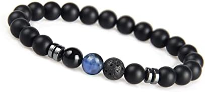 GD GOOD.designs Perlenarmband Herren mit schwarzen 8mm Lavastein - Onyx Perlen I Elastisches Kugelarmband - Geschenk für Männer aus echten Natursteinen