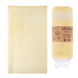 MyStilo® XXL Saunahanddoek Hamamdoek - Groot, Zacht Badhanddoek 100x200cm, Sneldrogend - Premium Strandhanddoek, Beach Towel, Handdoek voor Mannen, Vrouwen, Yoga en Fitness (Geel)