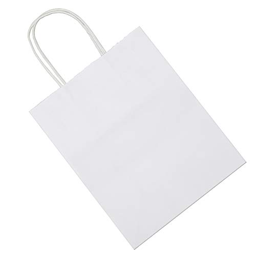 Bagmad 50 Pack 8X4.75X10 Inch Medium White Kraft Paper Bags With Handles Bulk thumb #4