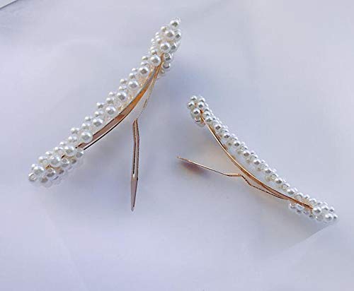 2 peças de presilhas de cabelo de pérolas artificiais modernas para mulheres, presilhas de cabelo fe