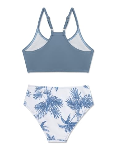 Image of SHEKINI Girls 3 Piece Printed Swimsuit High Waist Bikini Set with Cover Up Pants