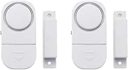 2 Sensores de Alarma para Puertas y Ventanas, Sistema de Seguridad Inalámbrico con Batería - Alarma para Hogar con Avisador Sonoro, Fácil Instalación (2 PCs)