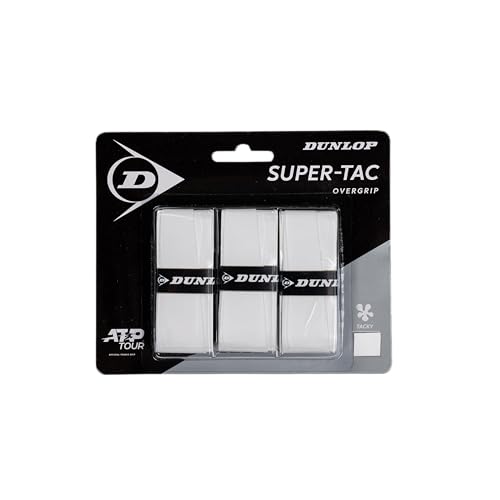 Ruban de Raquette Dunlop, Unisexe, Taille Unique, Super-Tac OGRIP Blanc (Pack 3)