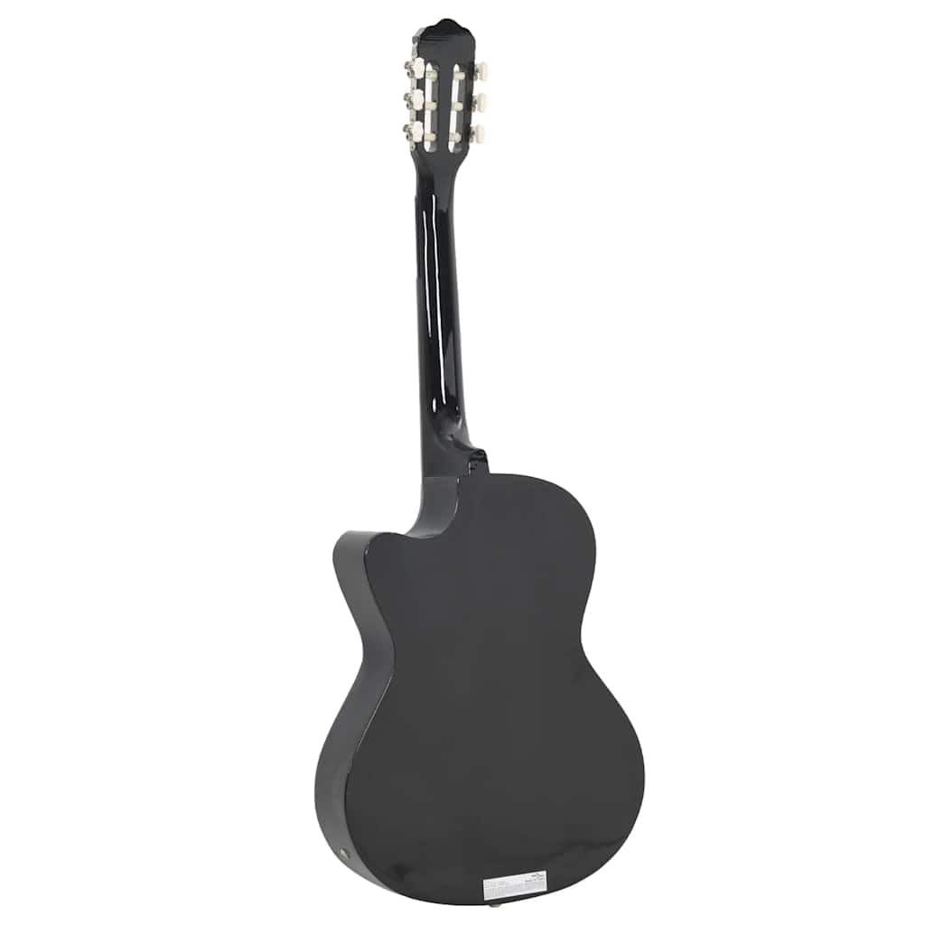 12-TLG. Western Gitarren-Set Schwarz mit 6 Saiten, 4-Band Equalizer, Gitarrentasche, Stimmgerät, Kapodaster, Gitarrengurt, Plektrum, Saitenkurbel für Gitarre Akustik Konzert Musik Unterricht