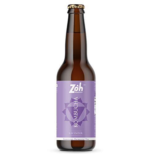 Image of Zoh Probiotics Lavender Kombucha | Tea with detoxifying acids, and digestive enzymes. Raw, unfiltered, and unpasteurized with Mother. Made with real Lavender flowers (330 ml, Pack of 6)