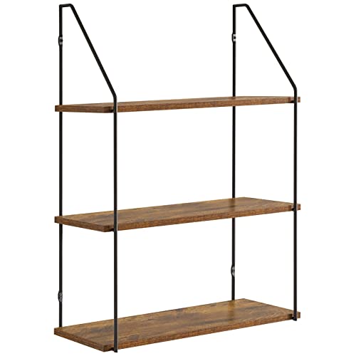 Schweberegal Aus Holz – 3 Etagen, Vintage-Design, Für Wand Oder Tisch