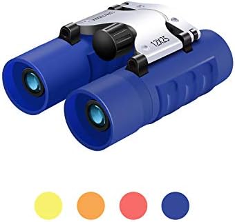 Binoculars for Kids, WRNRN Compact High Resolution Shockproof Binoculars 12X25 Real Optics Small Lightweight Binoculars for Bird Watching Camping Hiking Children Boys Girls 8-12 Best Gift (Blue)