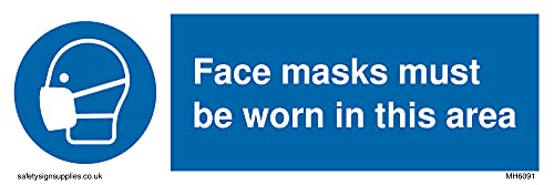 Face masks must be worn in this area Sign - 150x50mm - L15