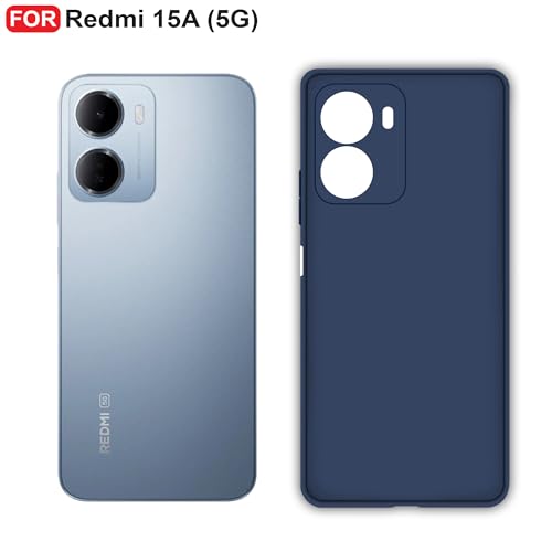 Image of CEDO Back Cover for Redmi 15A (5G) | Camera Bump Protection & Inner Velvet Fabric Lining | Ultra Slim Matte Soft Rubberised Case Cover (Blue)