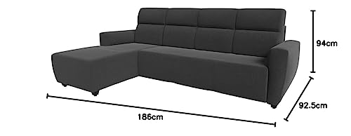 Image of Wakefit Sofa Set | 3 Year Warranty | Sofa 3 Seater, 3 Seater Sofa for Living Room, Wooden Sofa Set, 3 Seater + Left Aligned, Sofa for Living Room - Belize(Reflection : Charcoal Grey)