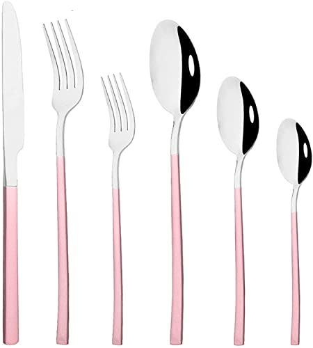 Juegos de cubiertos Juego de cubiertos 6 piezas Cuchillos de acero inoxidable Tenedor de postre Cuchara de té Juegos de cubiertos mixtos Juego de cubiertos de comida occidental Vajilla de cocina Jue