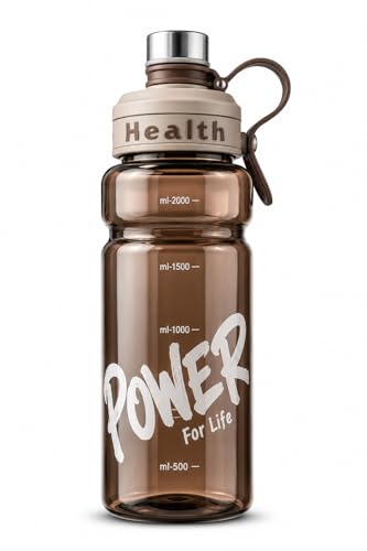 Image of 2 Liter Gym Sports Water Bottle Gallon Gym Bottle, Travel Bottle BPa Free material With Easy To Carry Handel Portable Mouth Motivational Sports Bottle (Brown)