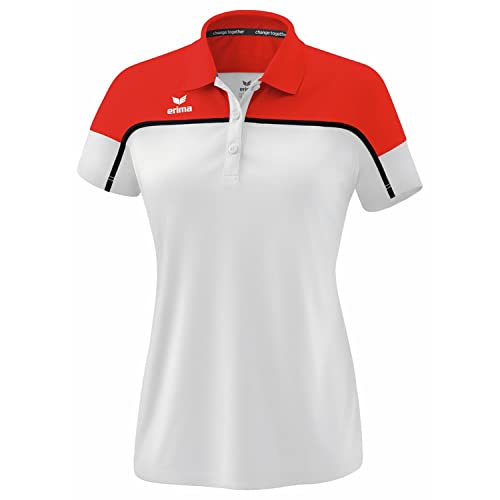 Erima Damen Change by Polo Shirt (1112315), weiß/rot/schwarz, 42
