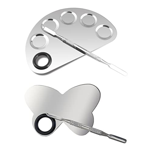 NOLITOY Gel Nail Art Palette Tool Set Stainless Steel Butterfly 5-hole Spatula for Easy Manicure Art