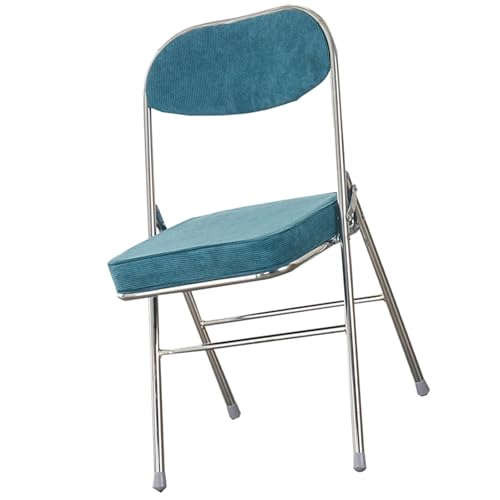 Silla de comedor plegable con respaldo, patas galvanizadas, perfecta para sala de estar, comedor y restaurante, color azul pavo real