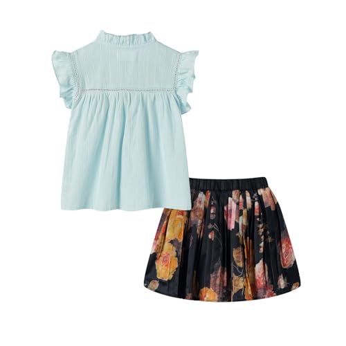 Image of Mud Kingdom Beautiful Girl Skirt Set Floral Ruffle Sleeveless Summer Casual Clothing