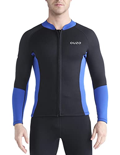 Camiseta de neopreno para hombre 1.5MM con cierre frontal y mangas largas para buceo, surf, natación y snorkel miniatura 1