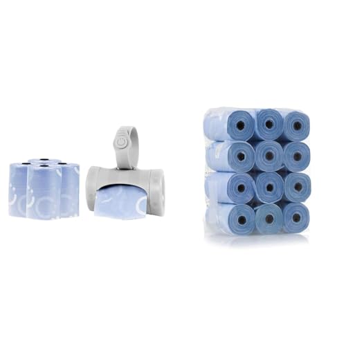 Image of Ubbi On-the-Go Gray Bag Dispenser and Waste Disposal Bags Refill, Lavender Scented, Baby Savings Bundle & On The Go Waste Disposal Bags Refills Value Pack, Lavender Scented, 12 Roll Refills