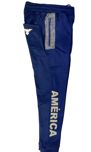 Icon Sports Club America Joggers Casual Sweatpants, Licensed America Track Pants with Zipper Pockets3