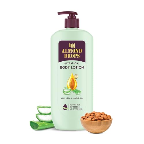 Image of Bajaj Almond Drops Ultralight Body Lotion, 600 ml | Women and Men | Refreshing Hydration - Aloe Vera, Almond Oil & Vitamin E