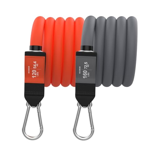 Bodylastics Orange and Grey 120lb and 160lb Resistance Band Packs for Strength Training and Physical Therapy