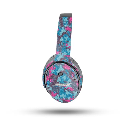 Image of MightySkins Glossy Glitter Skin Compatible with Bose QuietComfort 35 II Headphones - Cool Blue Pink Camo | Protective, Durable High-Gloss Glitter Finish | Easy to Apply