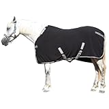 LEAFOREST Horse Fleece Blanket Polar Fleece Cooler Liner Soft Exercise Blankets for Horses Moisture Wicking Sheet in The Barn, Stable, Stall, Pasture, Paddock Black 72 inches