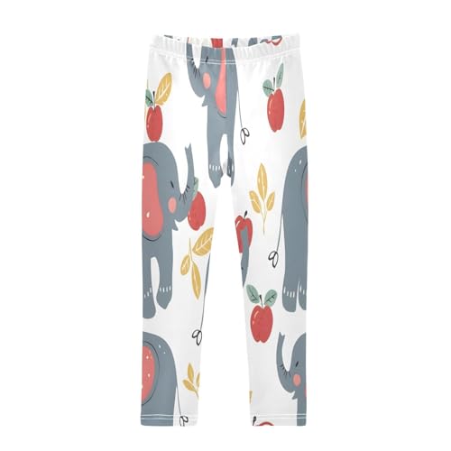 Toddler Girls Leggings Printed Yoga Pants Leggings Elephants Apples for Kids