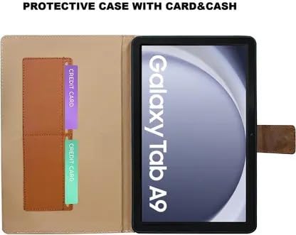 Image of Cover for Samsung Galaxy Tab A9 8.7 Inch, Flip Stand Case, Dark Brown, Leather, Stand Function (Brown)