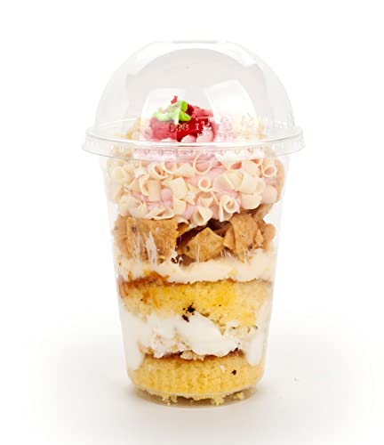 Golden Apple, 16oz-50sets Plastic clear cups with Dome lids No hole…