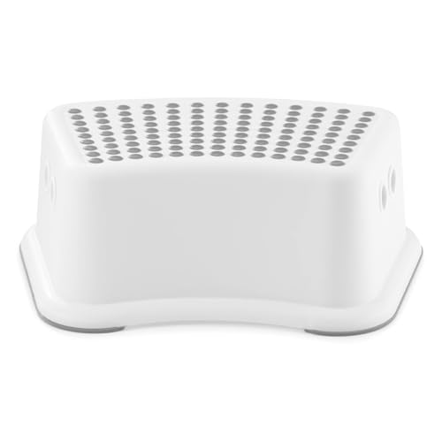 Zopper Sturdy Non-Slip Step Stool for Bathroom, White and Grey Toilet Step in for Kids, Multiuse Booster Step, Toddler Potty Training