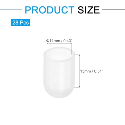 Image of uxcell 28Pcs Silicone End Caps, 11mm(7 /16 inch) ID 13mm(1 /2 inch) Height Round Rubber Elastic Screw Thread Protectors Soft Flexible Screw Bolt Covers Caps for Metal Tube Rod Bolt, Clear