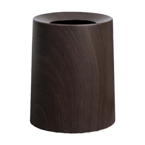 B Baosity Wood Grain Trash Can Patio Garbage Can Household Open Top Without Lid Waste Basket Garbage Bin for Toilet Bathroom Study Room, L Walnut