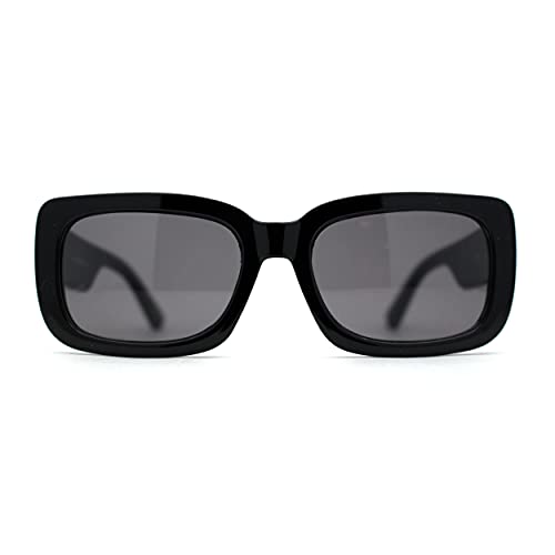 Womens Mod Retro Rectangle Minimal Plastic Sunglasses