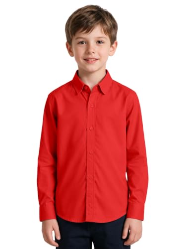 Image of DHTS Boys' Dress Shirts Toddle Boy Long Sleeve Uniform Shirt for Kids