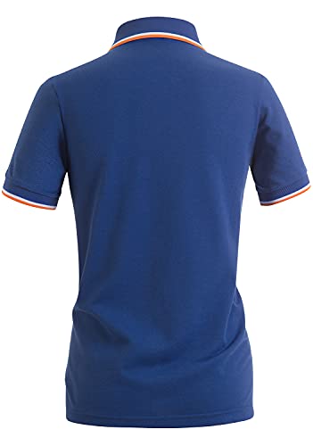 Clovery Women's Two Tone Collar Short Sleeve Basic Polo Shirts Cobalt Medium #TOP2