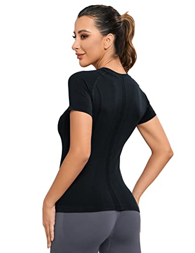 MathCat Workout Shirts for Women, Workout Tops for Women, Yoga Short Sleeve Shirts Soft Seamless Gym Shirts3