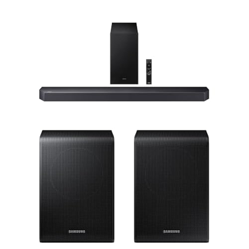 Image of Samsung Q-Series Soundbar HW Q600F 3.1.2 ch Subwoofer (2025 Model) SpaceFit Sound Pro, Q-Symphony, Adaptive Sound + Samsung 9250S Wireless Rear Speaker Kit, Black (SWA-9250S /ZA, 2025)