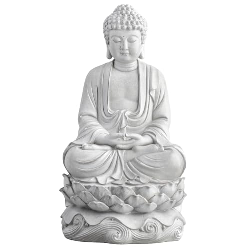 Estatua Buda Meditativo de Resina Gris 16 Pulgadas