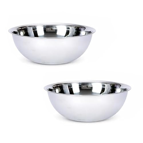 Image of KMW Stainless Steel Mixing Bowl Professional 8 Qt (7.6 litres) | with Enhanced Durability | for Buffets, Catering & Events (Set of 2 Bowls)
